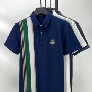 Light Luxury Polo Shirt Letter Embroidery Men's Short Sleeve High end Brand Summer new Fashion Stripe Silk Cotton Casual T-shirt 5 kf S83ff072c8b104a7eb79b4a66f7f264b9n