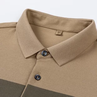 Men's Summer Casual Embroidery Polo Shirt, Breathable Short Sleeve Top with Ribbed Cuffs, 3-Button Placket & Color-Block Stripes 2 kf S8498f7127d7047bea6ac77a0318a0ea5q