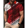 3D Printed Colorful Striped Polo Shirt For Men Geometric Color Block Pattern Men's Clothes Shirt Casual Lapel Short Sleeve Tops 7 kf S84e25ca44e534a2db0b3ae2639d02ff42
