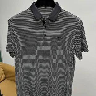 High end brand trend ice silk striped short sleeve polo shirt men's 2024 summer new fashionable print hot diamond casual T-shirt 2 kf S8580c20ee9384f3188af7793c73b67c4v