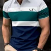 Simple Stripe Print Polo T Shirt For Men Fashion Lapel Loose Short Sleeve Tops Business Casual Golf Clothing Comfortable T-shirt 3 kf S85f793060ec6462c8842aa69028b3386t