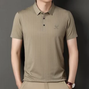 Green Snake Fashion Summer Casual Breathable Cool Comfortable Lapel Polo Short Sleeve Korean Striped Print Design T-shirt Top 4 kf S87265fc86401486d8659492323ca7babA