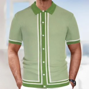Summer Men's Knitted Jacquard Polo Shirt Fashion Vintage Striped Short Sleeve Lapel T-shirt Man Streetwear Business Casual Tops 3 kf S8acbaa4175ae40f59126c8291deb3d6fY