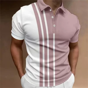 Best-selling Men's Button Polo Shirt Collar Short-sleeved Pullover Sports Summer Casual Button Striped Collar Trend T-shirt Tops 2 kf S8b5df78ccd314afa8008d15e41f1f3d0N