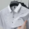 Fashion letter jacquard striped short sleeve polo shirt men's luxury trend brand summer silky breathable new item lapel T-shirt 1 kf S8ddc2da0840248d0a3cf4bc419e6fc757