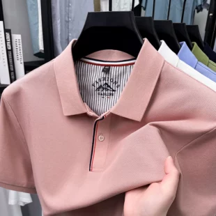 Luxury 100% cotton men's short sleeve polo shirt fashionable stripes comfort texture summer new high-end business casual T-shirt 3 kf S8fef407331544574b065d059461d2313C