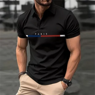Men's bird pattern 3D print contrasting button up shirt with casual sports suitable for outdoor short sleeved striped polo shirt 4 kf S9264d53689204365b58dbc062b86605ds