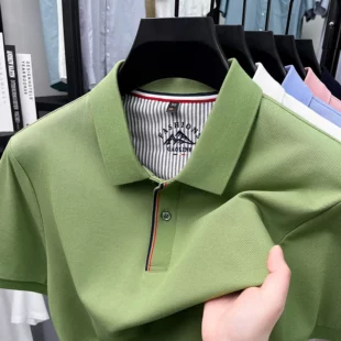 Luxury 100% cotton men's short sleeve polo shirt fashionable stripes comfort texture summer new high-end business casual T-shirt 4 kf S9365e38f96cb408dbb56c9c8ca609e00o