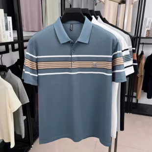 High end brand striped short sleeve polo shirt fashion exquisite letter embossed lapel casual comfortable breathable men T-shirt 4 kf S94bb9aaa895c47399f9be190f573fe20t