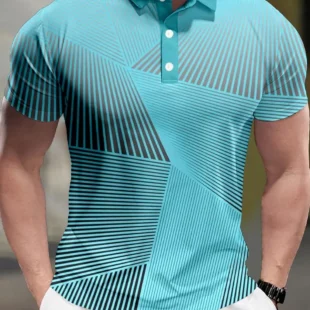 Striped Men's Business Casual 3D Polo Shirt Street Polyester Short Sleeve Turndown Polo Shirts Micro-elastic Lapel Polo Summer 4 kf S95683a7d04804a1d8fdfa2c6a7db4d05F