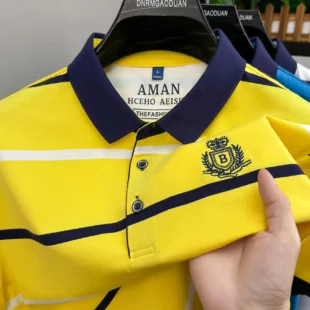 Fashion striped short sleeve men polo shirt summer trend brand letter embroidery design business casual breathable Paul T-shirt 2 kf S9abd447a852643239c65491a5ce33b53D