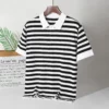 Vintage black and white striped short-sleeved loose breathable casual upper knit polo shirt 7 kf S9be71161115148608f83bda0046188b38