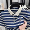 Light luxury striped color blocked short sleeve polo shirt men fashion luxury brand exquisite embroidery summer casual T-shirt 1 kf S9c05e655e36f4f0e941a218eef39b630t