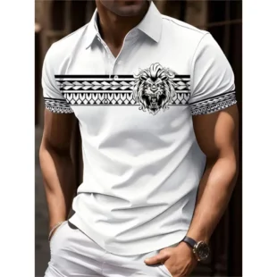 Men's Colour Block Stripe Short Sleeve Summer Thin Polo Shirt,Stylish Zipper Crew Neck Polo Shirt,Men's Golf Casual Polo Shirt 5 kf Sa0c6c012f2544a848c5e9338017ba66dC