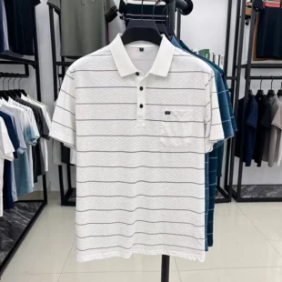 Fashion brand classic striped short sleeve polo shirt men new high-end brand personalized jacquard luxury pocket casual T-shirt 4 kf Sa45e2085b31a4cef83e2beb3e52e9259E