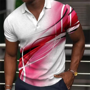 Fashion Men'S Polo Shirt Gradient Line Summer Short Sleeve TShirts Casual Daily Lapel Tops Tees Striped T Shirt For Man Clothing 3 kf Sa54158eb0fab413b81600c489f8ebbb01