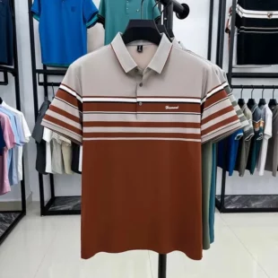 Advanced letter decal men short sleeve T-shirt light luxury brand fashion striped color blocked summer breathable new polo shirt 5 kf Sa5b866177de24dc2b95dea4324f5da89J