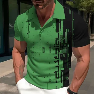 Men's Striped Polo Shirt Black And White Striped 3D Printed Retro Men's Short-Sleeved Plus Size Polyester Street Summer Shirts 2 kf Saa0ceea90bc14e0fa83288be0d719278M