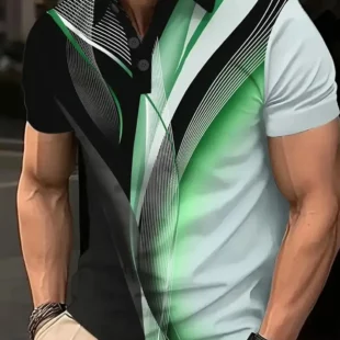 Men's Summer Geometric Line Polo Short Sleeve Polo Shirts Collared Shirts Business Casual School Outdoor Daily Wear 3D Print 3 kf Sb2cc35e665e4468e8f18059bcf920f5es