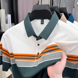 Fashion luxury short sleeve polo shirt summer new brand embroidered pocket trend striped color blocked T-shirt men's clothing 2 kf Sb9efd3adaacf40c29e168bc790ba9d2fS