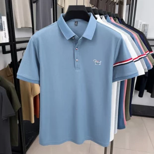 Fashion puppy embroidery men's short sleeve polo shirt luxury brand striped decoration summer breathable business casual T-shirt 4 kf Sbbbeafe570e8472699a87832f56057b42