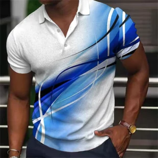 Fashion Men'S Polo Shirt Gradient Line Summer Short Sleeve TShirts Casual Daily Lapel Tops Tees Striped T Shirt For Man Clothing 4 kf Sbc3008c55f7c4b318ba06e5893476f361