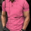 Summer Men's Short Sleeved Polo Shirt 3D Striped Digital Printed Polo Men's Business Casual Zipper Lapel Shirt Button Top 2025 7 kf Sbe855add6c094b77883670de7a8c2f5bu