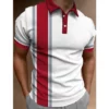 Men's Button Polo Shirt Collar Short-sleeved Pullover Sports Summer Casual Button Striped Collar Trend T-shirt Tops 6 kf Sc048754bb62a46f4be556373165ce3bbm