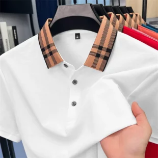 High quality striped lapel short sleeve T-shirt men's summer comfort fashion trend loose casual new breathable luxury polo shirt 1 kf Sc23942e93ee8431dac35d6b0cc38d66fh