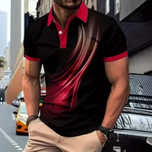 Fashion Gradient stripes Men's Polos T-Shirts Summer Short Sleeve 3D Print Street Trend Simple Male POLO T Shirt Casual Tops 1 kf Sc2f88607294f42f3ba0f3e4ee51d7510p