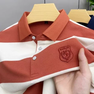 Luxury brand badge embroidered men's short sleeve polo shirt fashion wide stripe color blocked summer breathable casual T-shirt 2 kf Sc495f473362d4833b2dbdfe32332aaef5