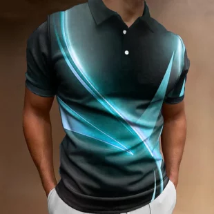 Polo Shirt Fashion Men'S Gradient Line Summer Short Sleeved T-Shirt Casual Daily Lapel Topt-Shirt Striped T-Shirt Men'S Clothing 4 kf Sc855a56543004a4dae0658d1dacd829ck