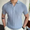 Summer Men's Knitted Jacquard Polo Shirt Fashion Vintage Striped Short Sleeve Lapel T-shirt Man Streetwear Business Casual Tops 6 kf Scd19123ed3c34647b1467800faafc1a5F
