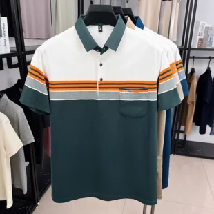 Fashion luxury short sleeve polo shirt summer new brand embroidered pocket trend striped color blocked T-shirt men's clothing 3 kf Scd9aa5f57ce74d51be258be1d8cb0624C