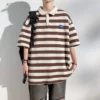Men Polo Shirts Stripes Summer Short Sleeve T-shirt Turn-down Collar Shirt Male Casual Loose Pullover Tops Fashion Tees 4 kf Scde8855eeb2240cf98f191bac2139f74J