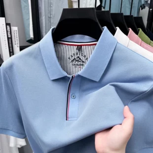 Luxury 100% cotton men's short sleeve polo shirt fashionable stripes comfort texture summer new high-end business casual T-shirt 1 kf Sce8f7c7a0f854e59966975ca1a7153c4R