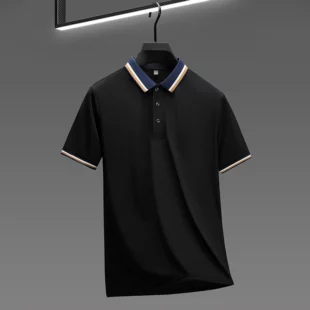 High quality luxury short sleeve polo shirt fashion stripe color blocked lapel T-shirt summer ice silk breathable men's clothing 5 kf Scf36220469e74ed0afbced4fb60d600cz