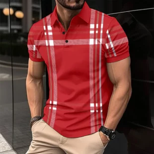 Fashion Men's Striped POLO Shirt Casual Business Lapel Button Short Sleeve Street Summer Trend Style Man Clothing Oversized Tops 3 kf Scf971e571ca4464288ba4ad2290ccb56d