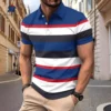 2025 New Summer Men's POLO Shirt 3D Stripe Printed Short sleeved Polo Shirt Flip Collar European and American Casual T-shirt 1 kf Sd00899c9df95436ba86f0e0788b40dcbq