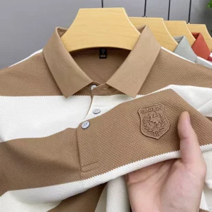 Luxury brand badge embroidered men's short sleeve polo shirt fashion wide stripe color blocked summer breathable casual T-shirt 1 kf Sd4c5e46777e1425abf5a7375e8274d8c0