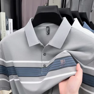 High end brand striped short sleeve polo shirt fashion exquisite letter embossed lapel casual comfortable breathable men T-shirt 2 kf Sd78ccd93cf8d4e0dad0edacb36e869f6k