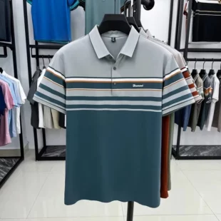 Advanced letter decal men short sleeve T-shirt light luxury brand fashion striped color blocked summer breathable new polo shirt 4 kf Sdb27a460da4d47b8bdc6059d58bd6e220