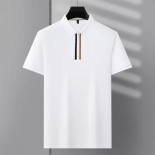 Fashion brand silk cotton breathable polo shirt short sleeved men's top summer new minimalist striped high-end casual T-shirt 3 kf Se188bc30161444d6a72db275e2f37082P