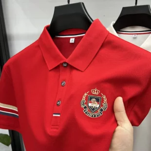 High end brand men's short sleeved polo shirt with classic stripe design top summer fashion embroidery breathable casual T-shirt 2 kf Se29b23fc32bd4f73ae7e6d9a154b7f8fZ