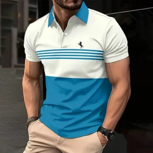 Business Men's Polo Shirt Summer Casual Short Sleeves Top Stripe Pattern Print Button T Shirt Loose Clothes Fashion Polo T Shirt 1 kf Se577fbc7e7a24748a3e53b5f4d0b4ea3R