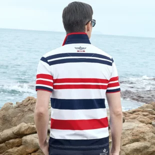Summer New Embroidery Men's Striped Polos Short Bruce&Shark Casual Fashion Blue T-shirt Loose Breathable Men's Red Tee Size 4XL 3 kf Seddfb6b979db4c58aa5578ad552e39dcL