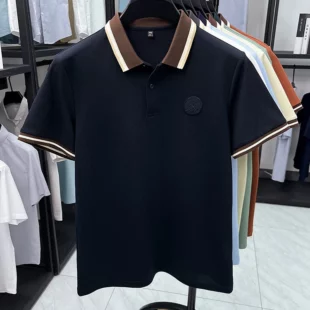 Premium 100% cotton men short sleeve polo shirt high-end brand pony embroidery summer fashion stripe color blocked lapel T-shirt 5 kf Sf3e5af61a7c54f618a56453bea664c7fI