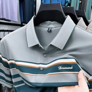 Advanced letter decal men short sleeve T-shirt light luxury brand fashion striped color blocked summer breathable new polo shirt 2 kf Sfbca489c017145349069d3e5ec6d27773