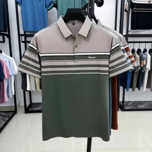 Advanced letter decal men short sleeve T-shirt light luxury brand fashion striped color blocked summer breathable new polo shirt 3 kf Sfc0d0de216d24365ac04f5ec0cdf4ed9H