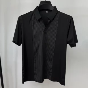 Personality striped patchwork short sleeve men polo shirt fashion brand letter embossed summer ice silk breathable trend T-shirt 3 kf S0335ed3eb94b4c7b8f9fc4d5b36c4402e